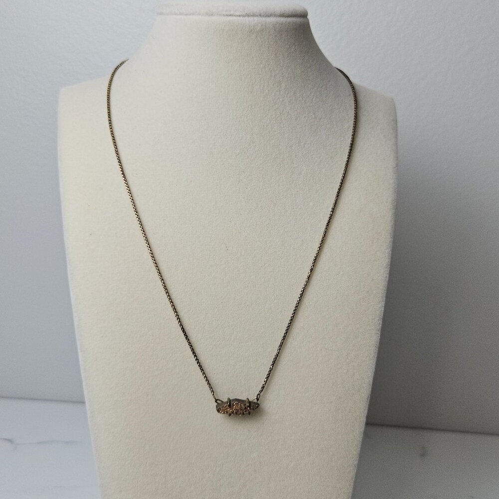 Kendra Scott Bridgete Hematite Brown Drusy Pendant 8" Necklace with Extender
